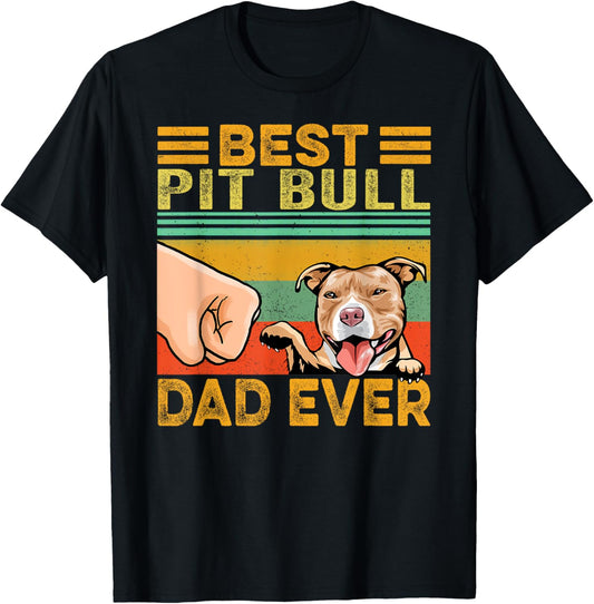Best Pit bull Dad Ever, Brown Pit bull Dog T-Shirt