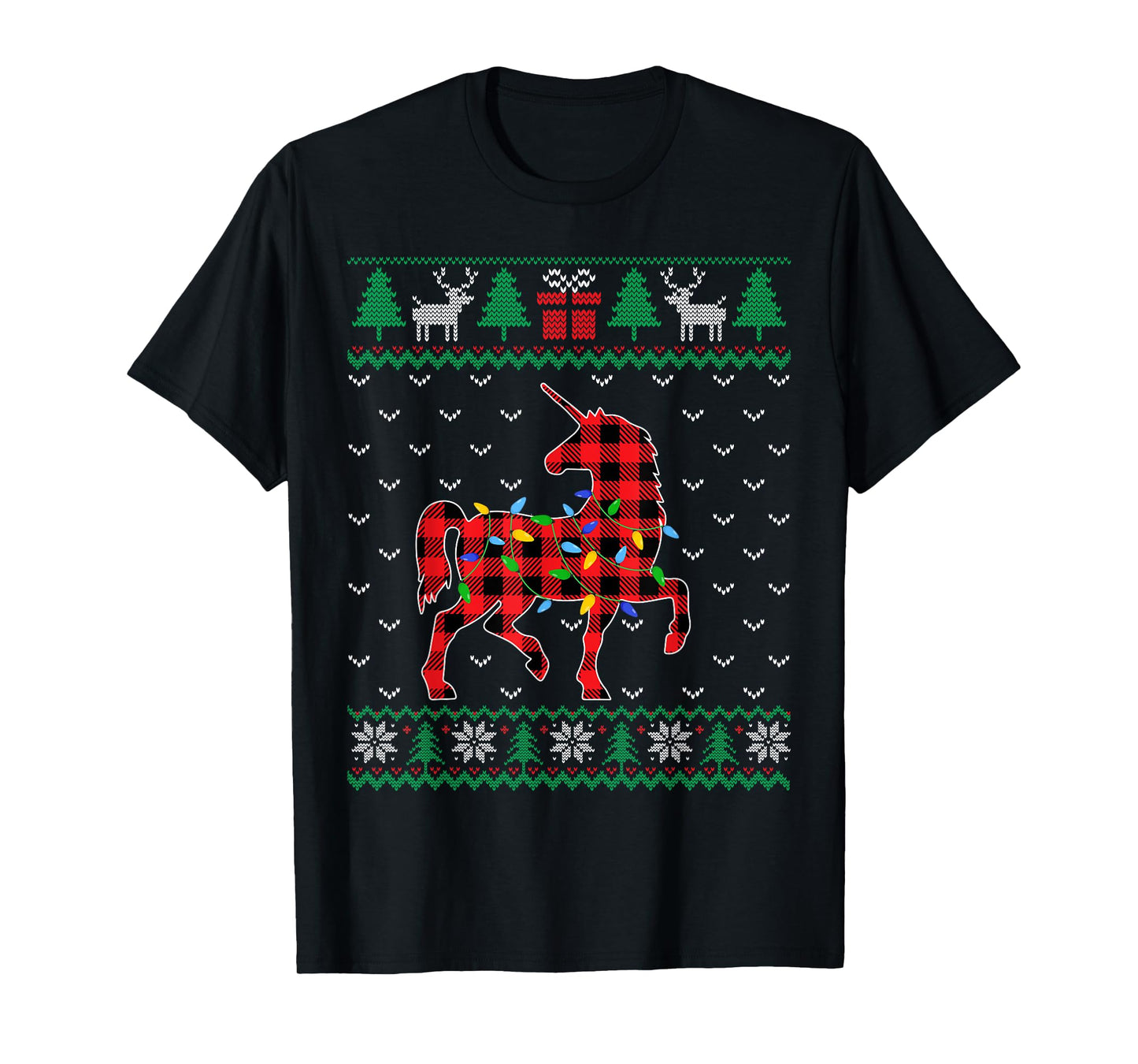 Unicorn Christmas Tree Lights Decoration Xmas Sweater Ugly T-Shirt