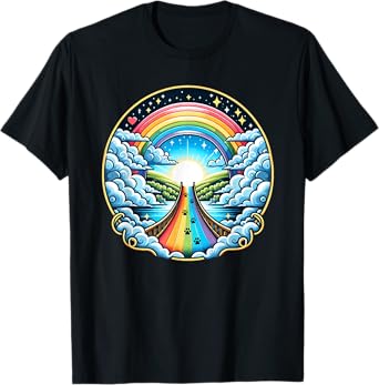 Loss of a Beloved Cat Dog. Rainbow Bridge Theme T-Shirt