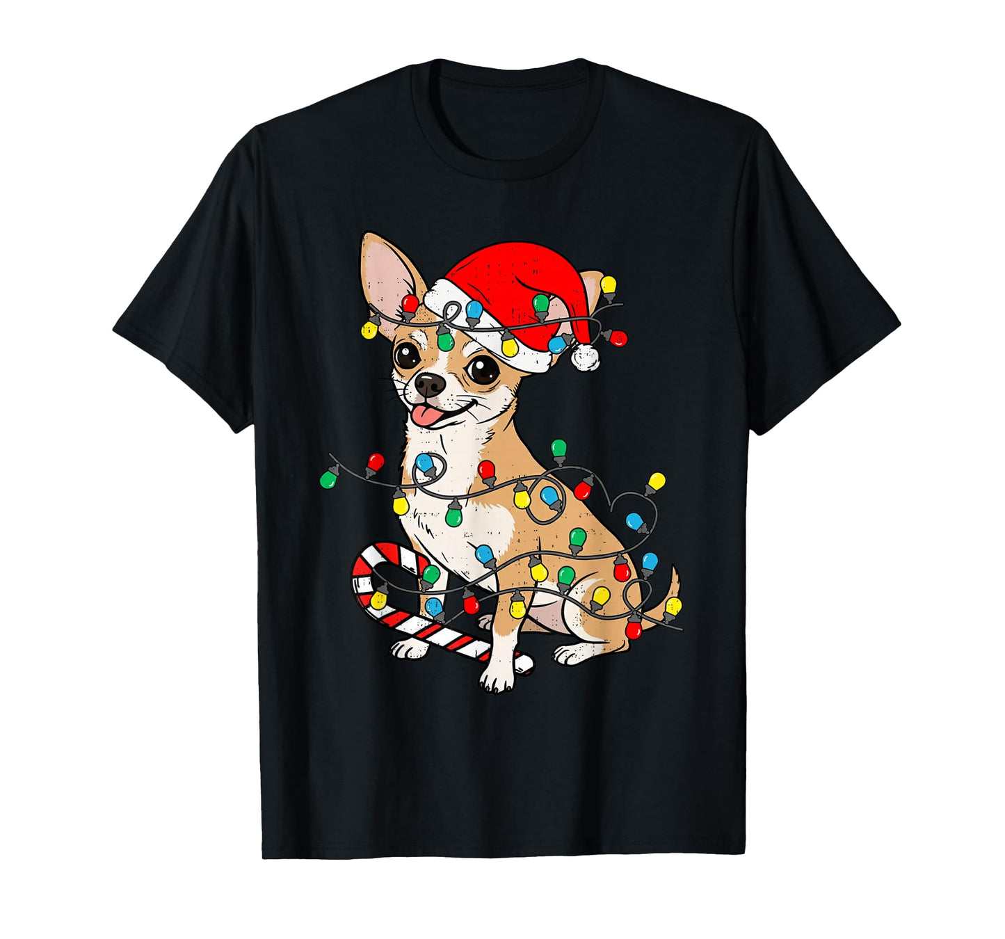 Chihuahua Dog Christmas Lights Santa Xmas Pet Dog Lover T-Shirt