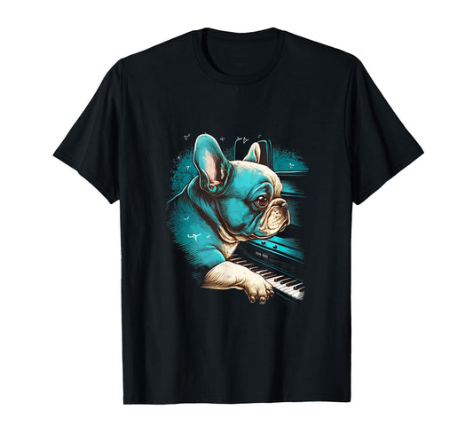 French Bulldog playing Piano | Funny Music Dog Classical T-Shirt for Men Women