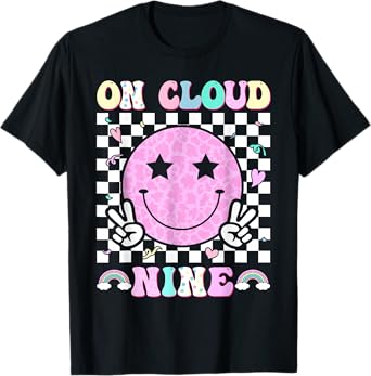Groovy On Cloud Nine Bday 9th Birthday Girl 9 Year Old T-Shirt
