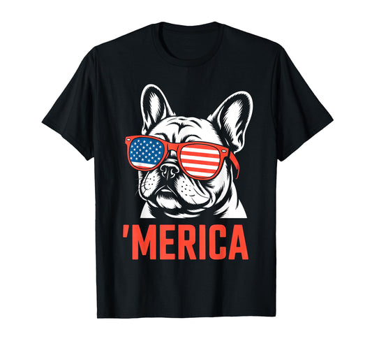 Merica French Bulldog American Flag 4th of July Frenchie T-Shirt