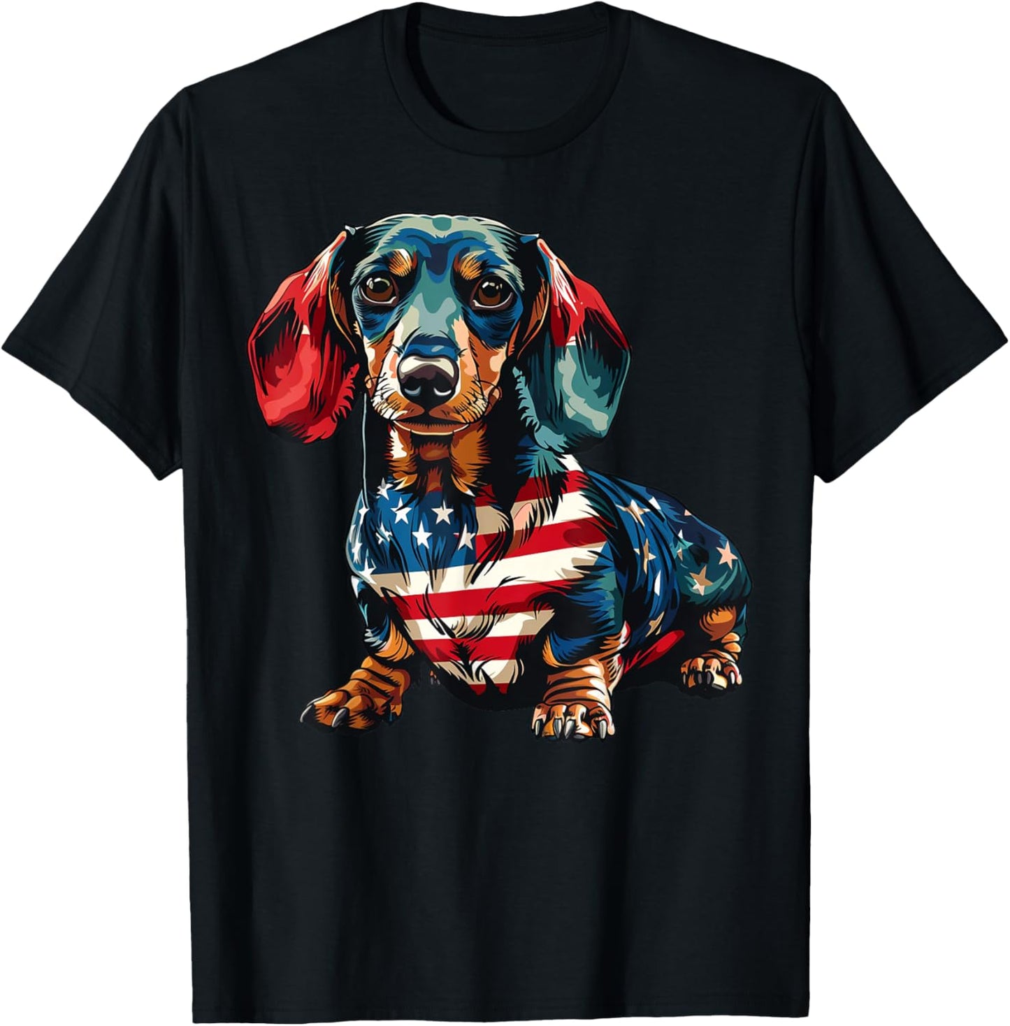 Dachshund Dog 4th of July American Flag Gifts for Men Women T-Shirt