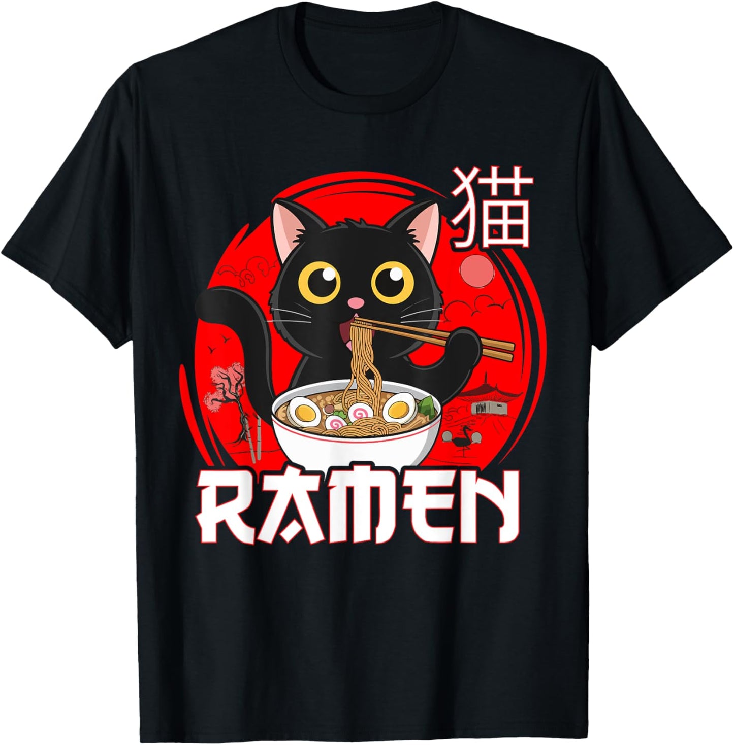Cat Eating Ramen Noodles Japanes Kawaii Anime Cat Ramen Cats T-Shirt