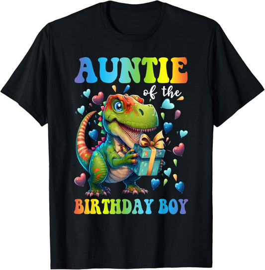Auntie Dinosaur Shirt Funny Cute Birthday Boy Family Apparel T-Shirt