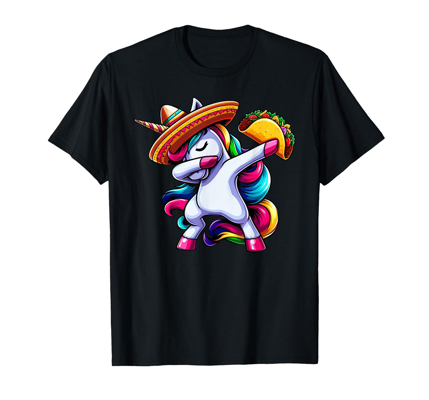 Cinco De Mayo Funny Dabbing Unicorn Sombrero Mexican Kids T-Shirt