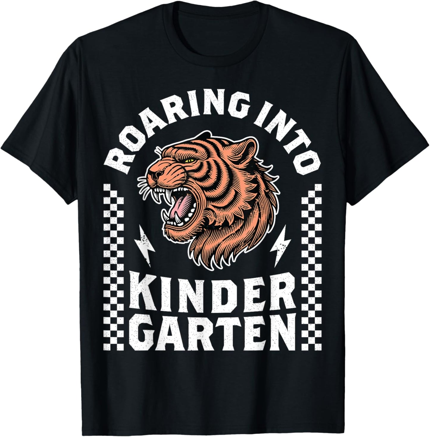 Roaring Into Kindergarten Tiger Funny Boys 1st Day of School T-Shirt