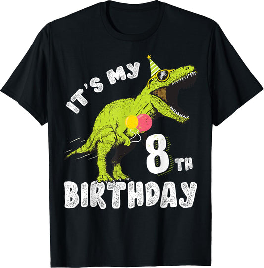 It's My 8th Birthday Dinosaur Party Shirt for Boy 8 Year Old T-Shirt