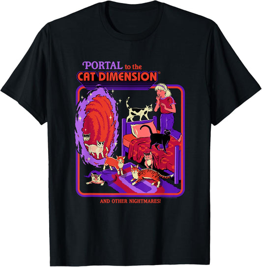 Cat Dimension Portal Retro Dark Humor Artist T-Shirt