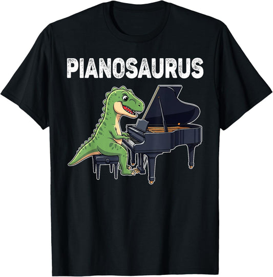 Pianosaurus Funny Dinosaur Playing Piano Kids Music Gift T-Shirt