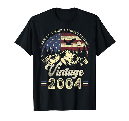 Vintage 2004 American Flag Patriotic Eagle 21st Birthday T-Shirt