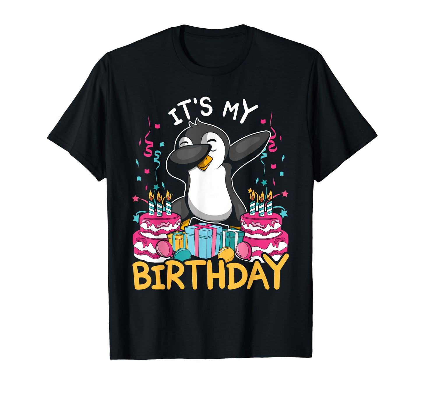 Its My Birthday Animal Kids Cake Gift Funny Dabbing Penguin T-Shirt