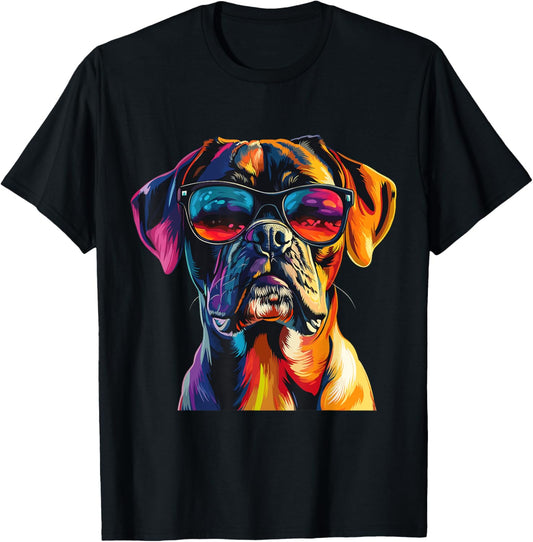 Boxer Dog Lover Sunglasses Pop Art Design Funny Boxer Dog T-Shirt