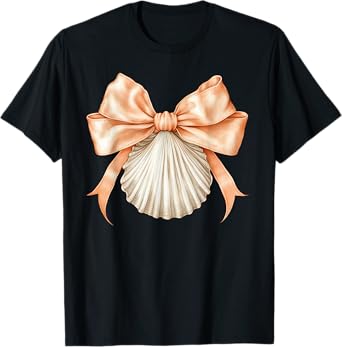 Seashell Coquette Bow Hawaii Beach Summer Vacation Family T-Shirt