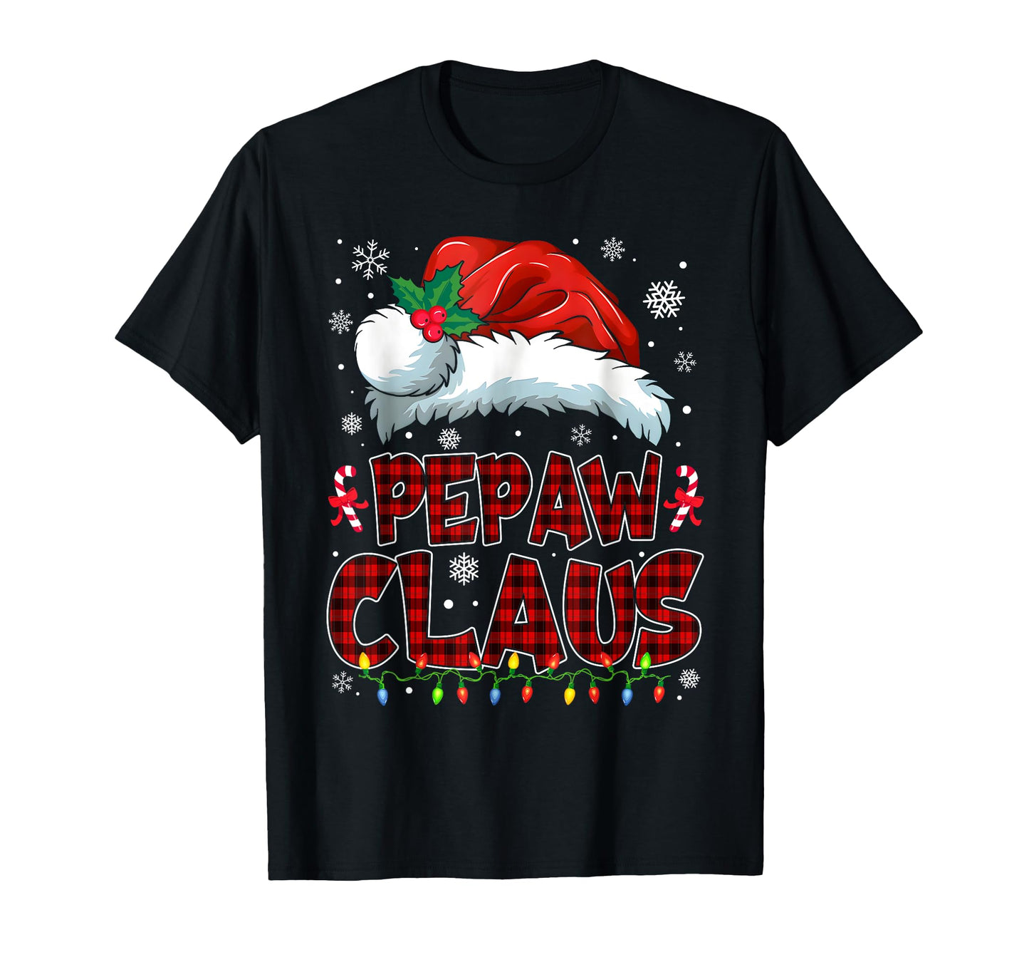 Pepaw Claus Christmas Lights Pajama Family Group Matching T-Shirt