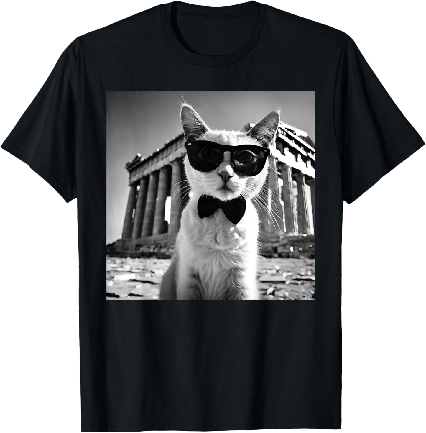 Funny Cat Wearing Sunglasses At The Parthenon Greece T-Shirt