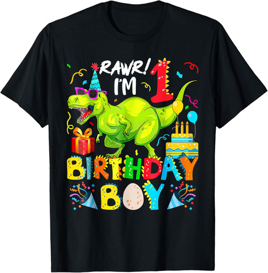 Rawr I'm 1St Birthday Boy Dinosaur T-Rex 1 Years Old T-Shirt