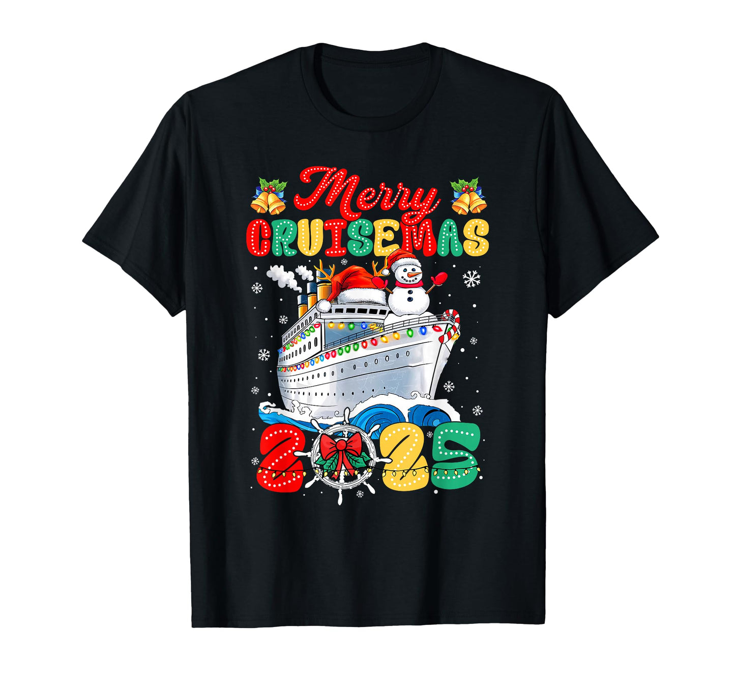 Merry Cruisemas 2025 Christmas Santa Groovy Cruise Ship T-Shirt