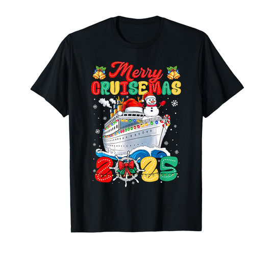 Merry Cruisemas 2025 Christmas Santa Groovy Cruise Ship T-Shirt