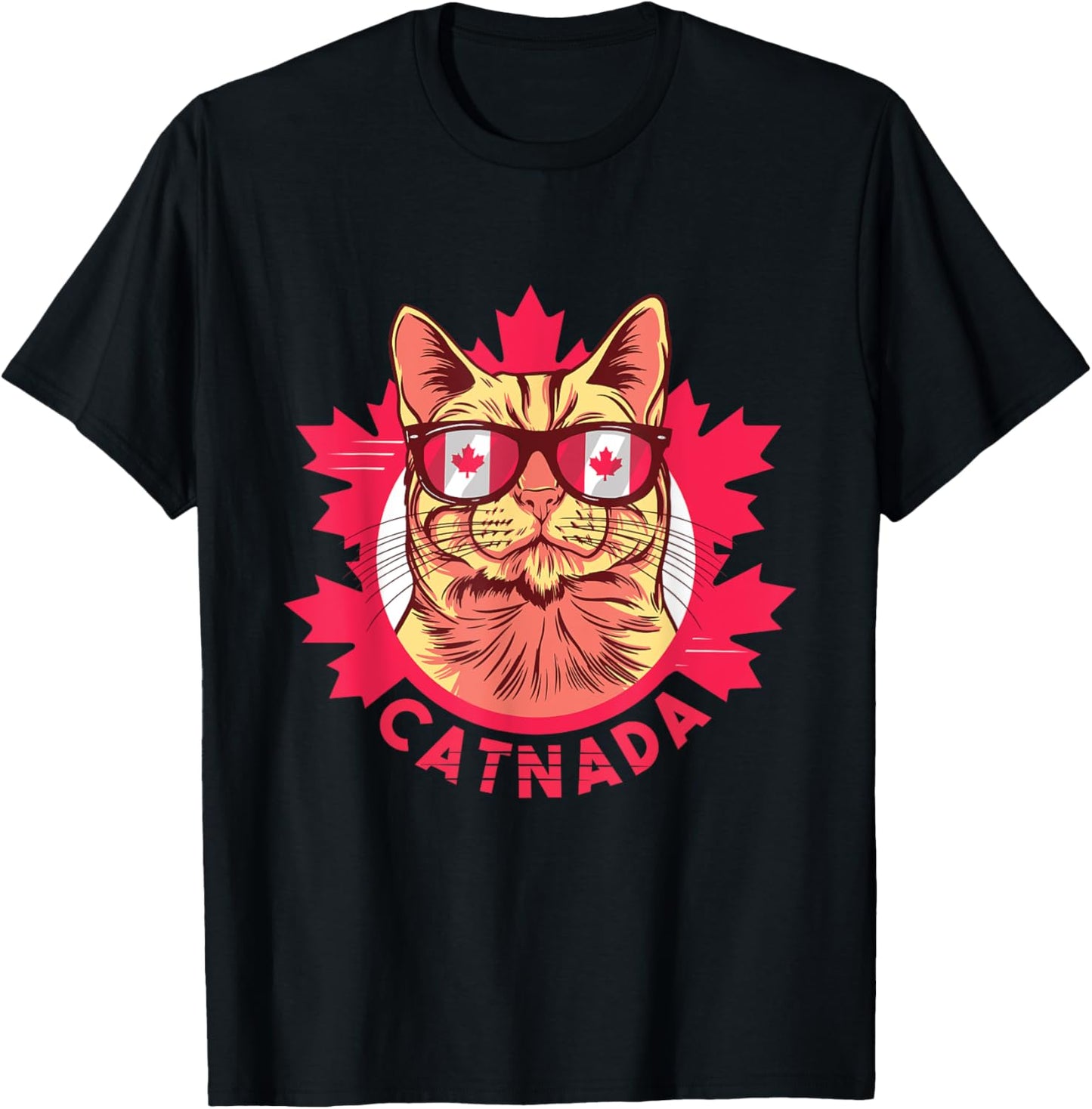 Canada Funny Cat Canadian Pride Maple Leaf Canadian Flag T-Shirt