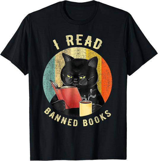 Funny Cat I Read Banned Books Bookworms Loves Reading Books T-Shirt