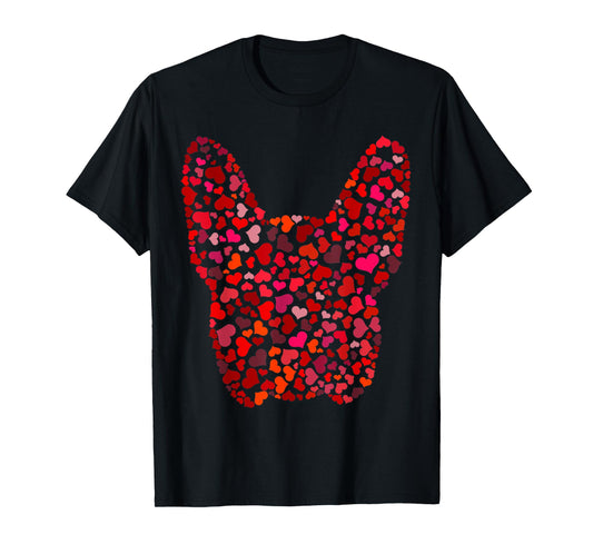Red Hearts French Bulldog Valentines Day Dog Frenchie Mom T-Shirt