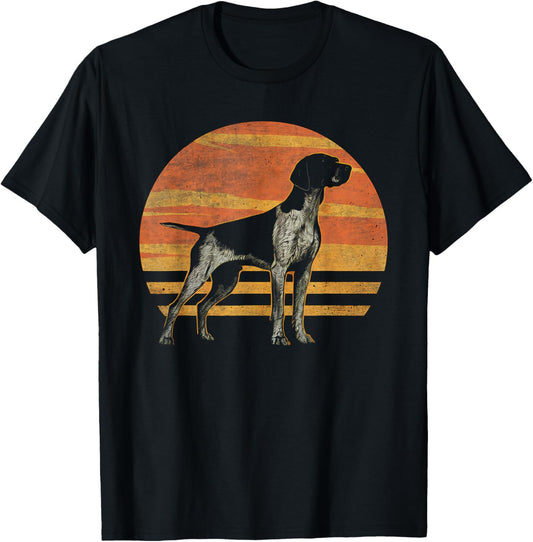 Retro Sunset Design German Shorthaired Pointer Dog T-Shirt