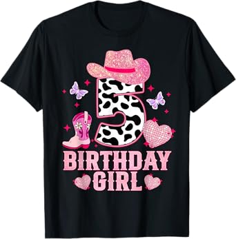 Happy 5th Birthday Girl Outfit Rodeo Western Cowgirl Cowboy T-Shirt