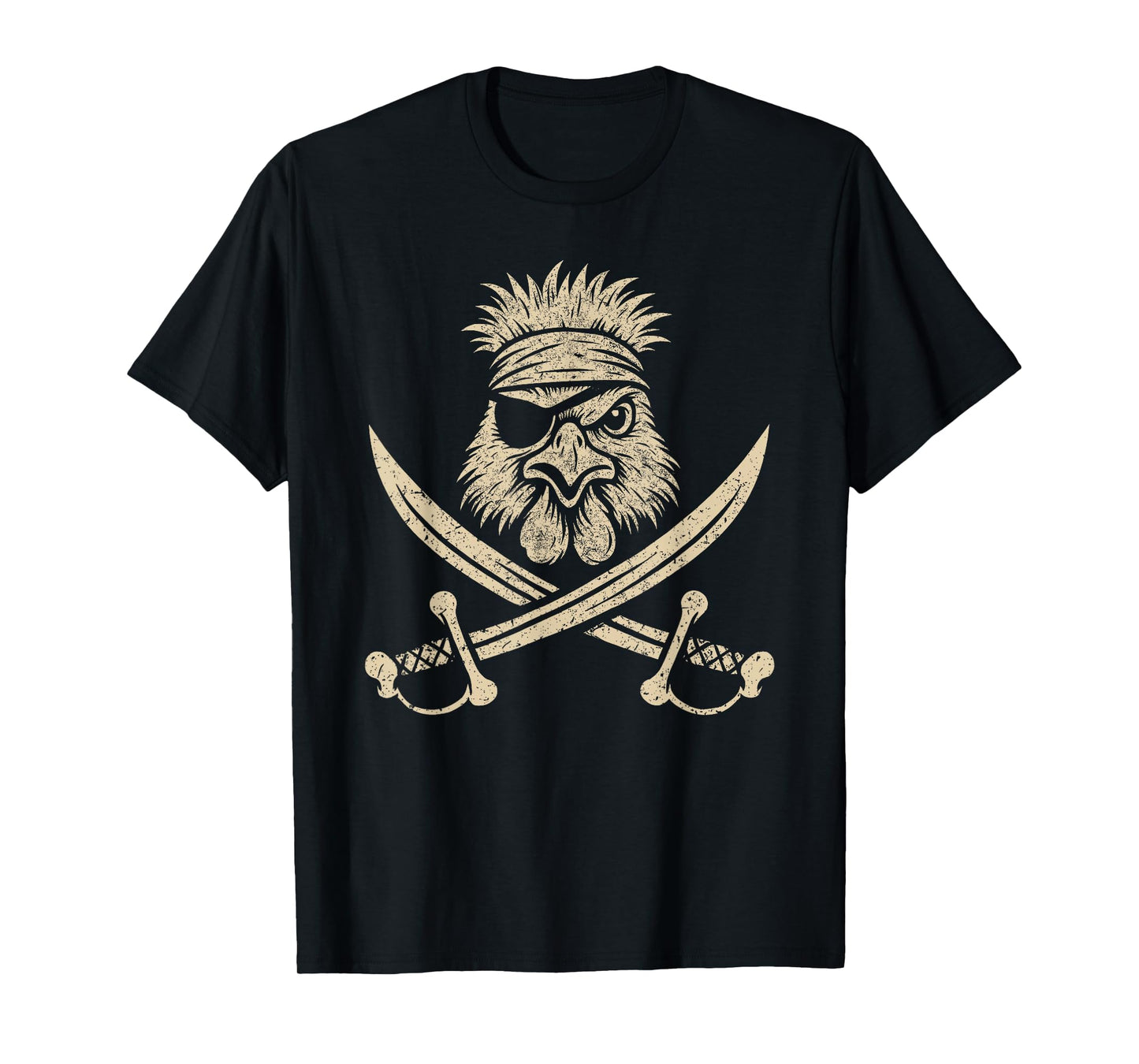 Vintage Pirate Silkie Chicken and Crossbones Farm Animal T-Shirt