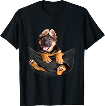 Dog Lovers Gifts German shepherd In Pocket Funny Dog Face T-Shirt