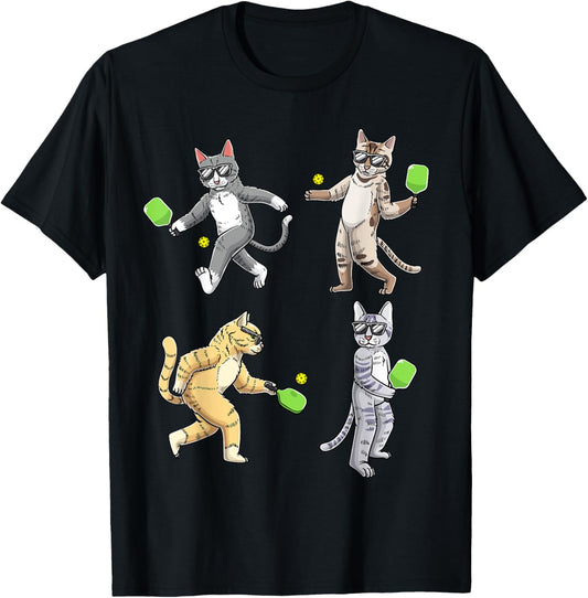 Cats Playing Pickleball T-Shirt