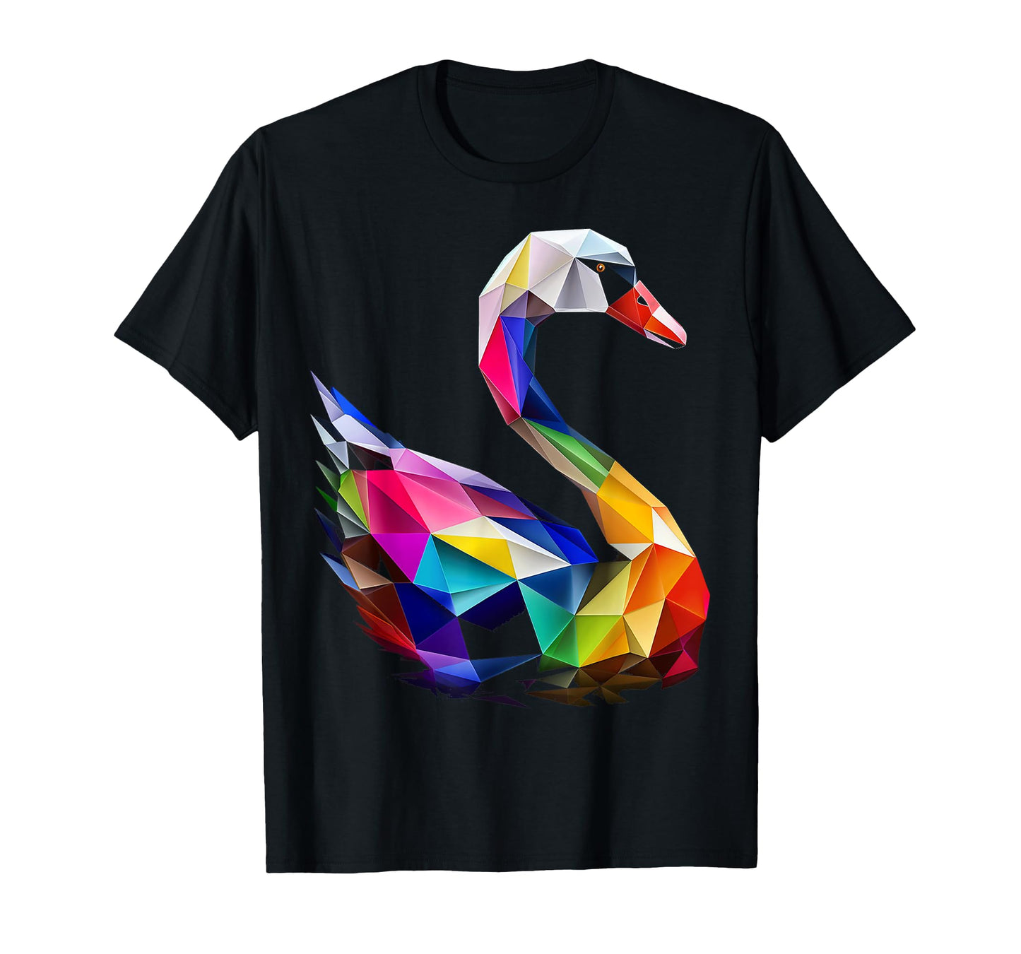 Swan Colorful Bird Art Animal Polygon Graphic Swan T-Shirt