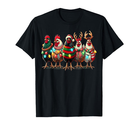 Chicken Lover Christmas Lights Farm Animal Cute Xmas T-Shirt