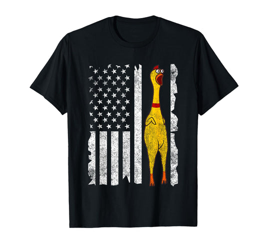 Funny Rubber Chicken Vintage American US Flag Men & Women T-Shirt