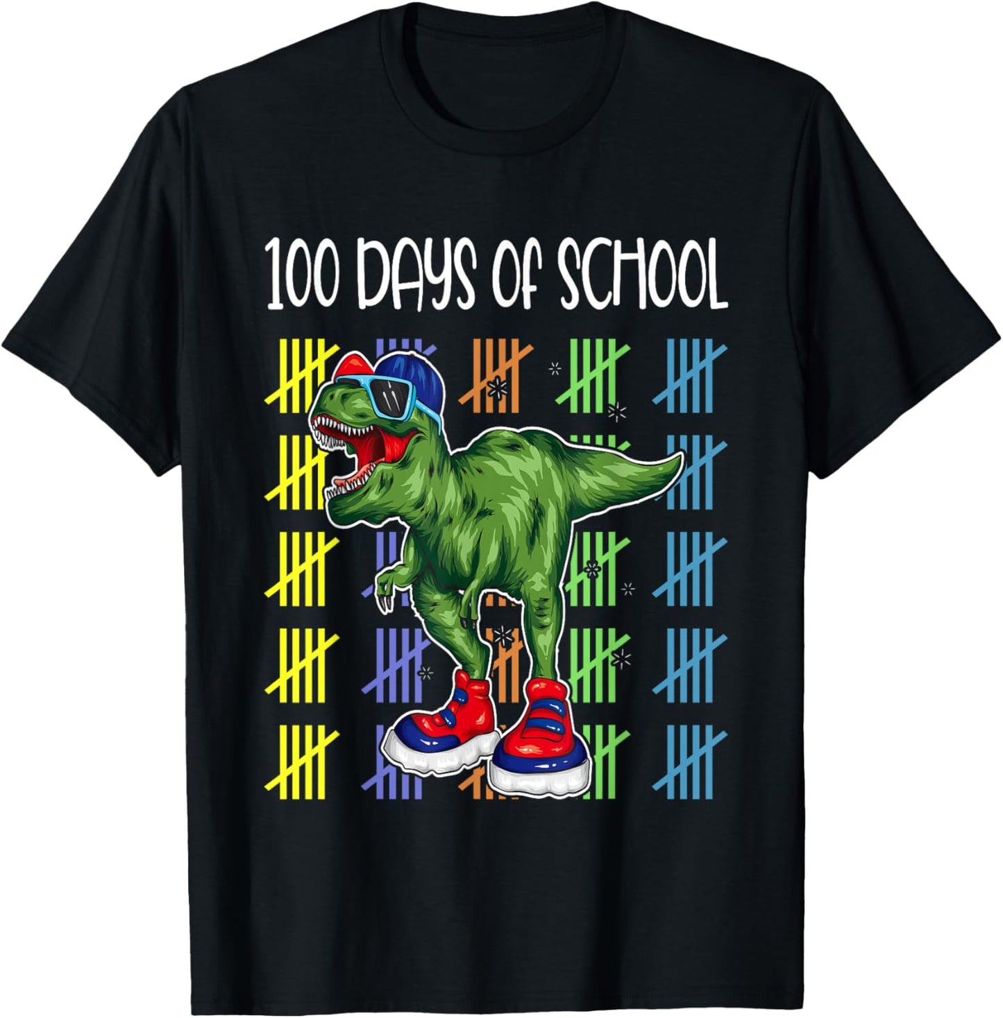 Dinosaur T rex 100 Days Of School Boys Girls Kids Teacher T-Shirt