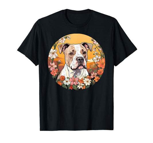 Cute American Bulldog Mountain Flower Meadow Dog Mom T-Shirt for Men Women Kids