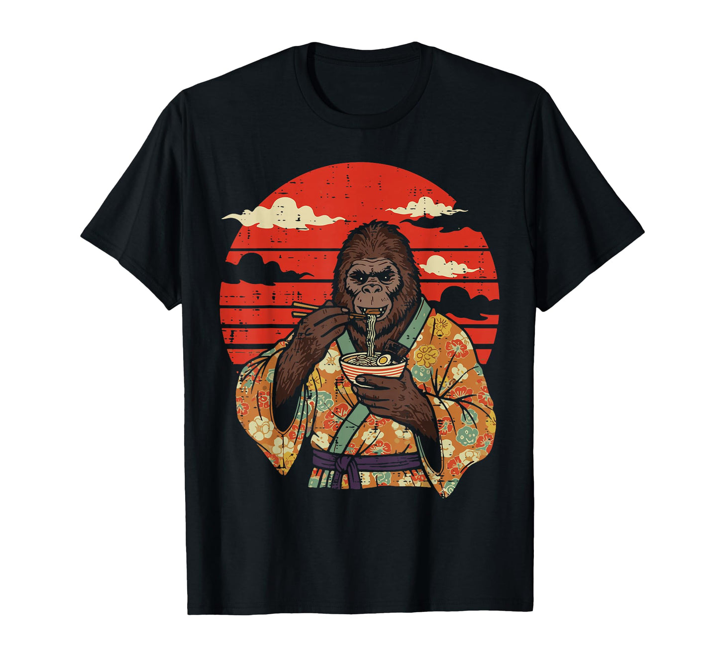 Bigfoot Kimono Ramen Japanese Sasquatch Art Men Women Kids T-Shirt