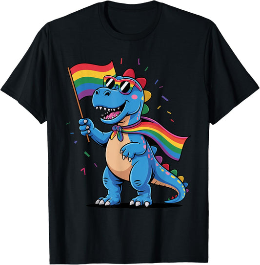 Dinosaur Gay Pride LGBT Rainbow Flag Support LGBTQ Lesbian T-Shirt