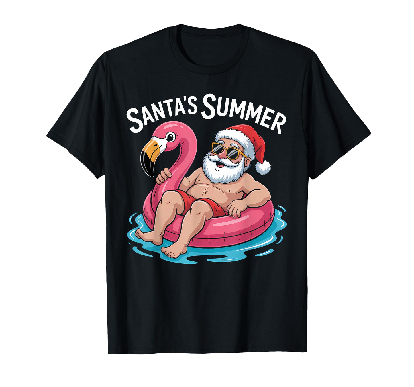 Christmas In July Santa Flamingo Summer Xmas Boys Kids T-Shirt