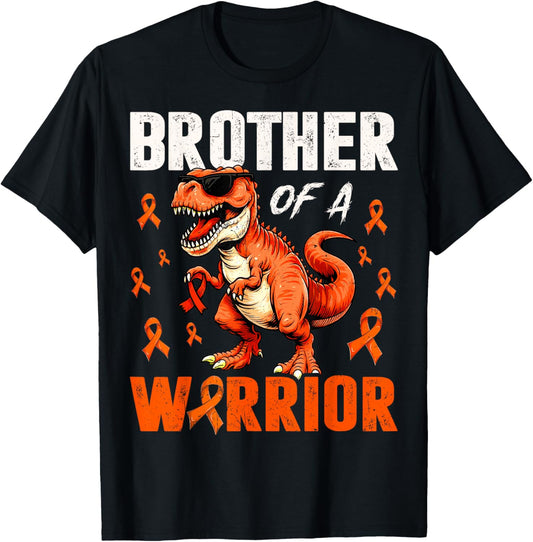 Dinosaur Brother Of Warrior Leukemia Awareness Support Boy T-Shirt