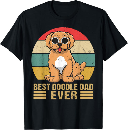Vintage Best Doodle Dad Ever Goldendoodle Dad Funny T-Shirt