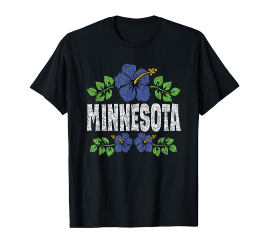 Minnesota Flowers Distressed Color Print T-Shirt