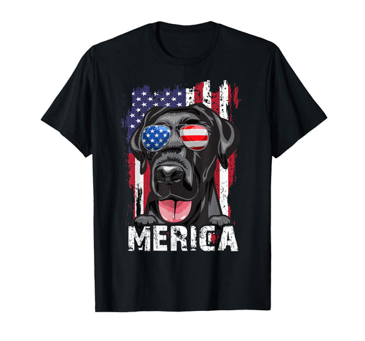 Merica Labrador Retriever American Flag 4th July USA Lab Dog T-Shirt for Women Girls Kids Men