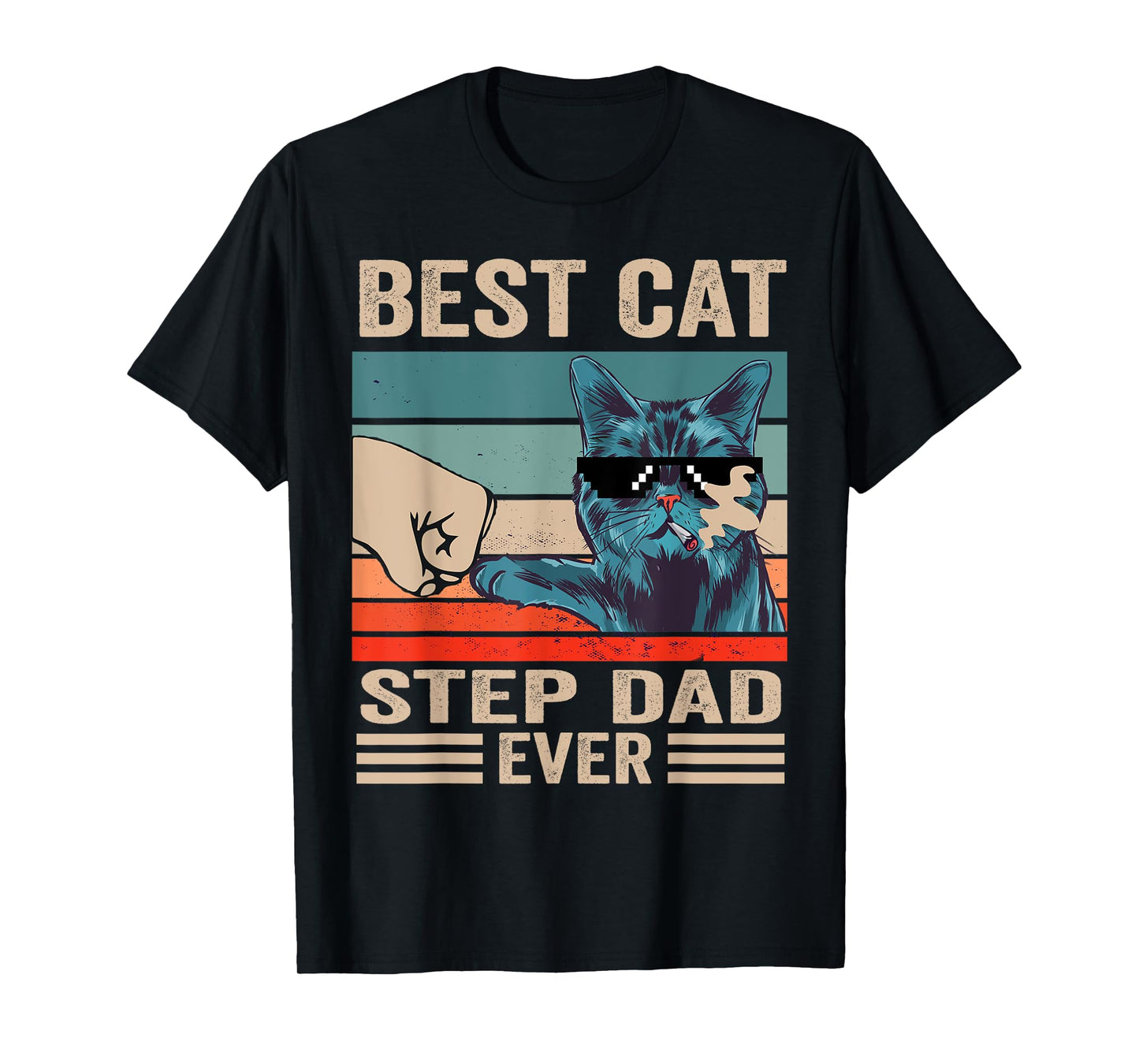 Vintage Best Cat step dad Ever bump fist father's day Gifts T-Shirt