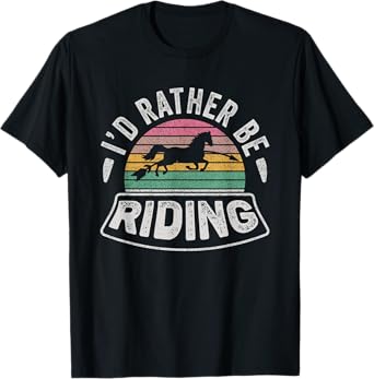 Horse Rider Retro I'd Rather Be Riding Horse Girl Kid Gift T-Shirt