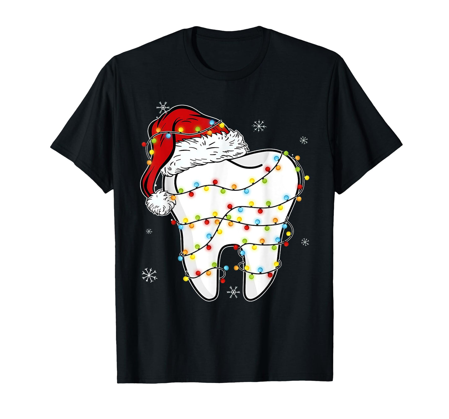 Christmas Teeth Dentist Xmas Lights Santa Hat Pajama Holiday T-Shirt