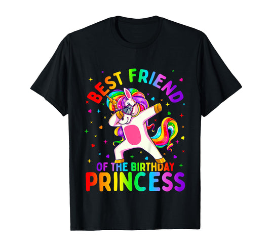 Best Friend of the Birthday Princess Girl Dabbing Unicorn T-Shirt
