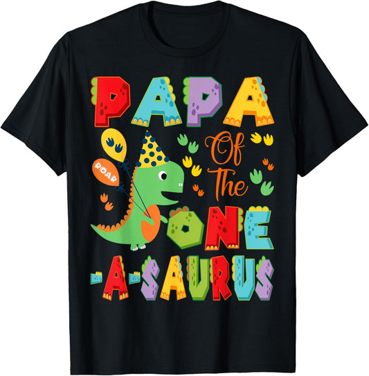 Papa Of The One-A-Saurus 1St Birthday Boy Dinosaur T-Shirt