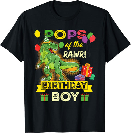 Pops of the Birthday Boy Dinosaur Celebration Graphic T-Shirt